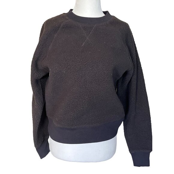 Everlane The ReNew Fleece Raglan Sweatshirt in Black Small New Womens Teddy - Picture 5 of 11
